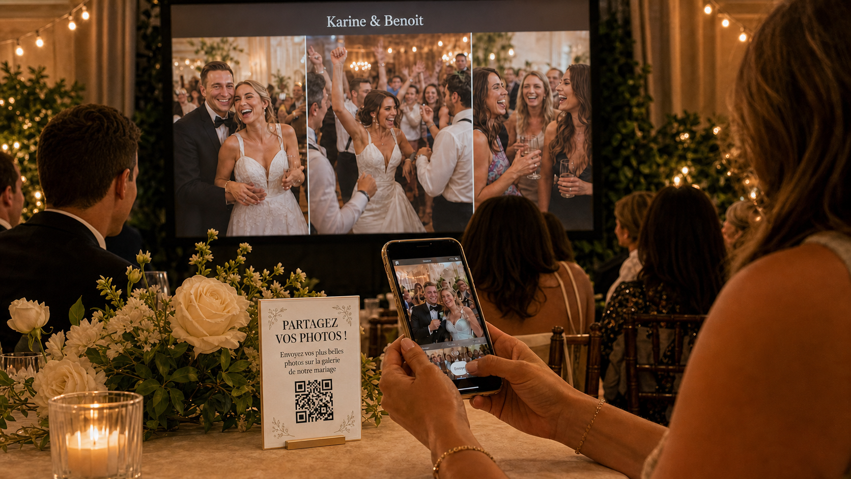 Guests add their photos to the collaborative gallery during the reception